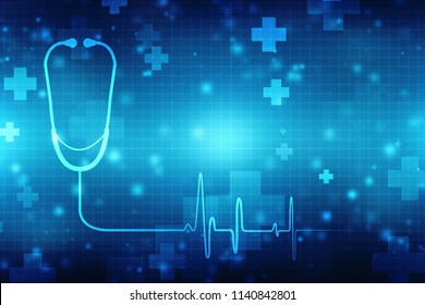 Medical abstract background, ecg background, 2d illustration stethoscope, medical technology background - Powered by Shutterstock