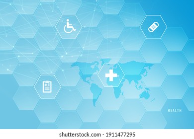 Medical Abstract Background With Health Icons Background Suitable For Health Care And Medical Topic