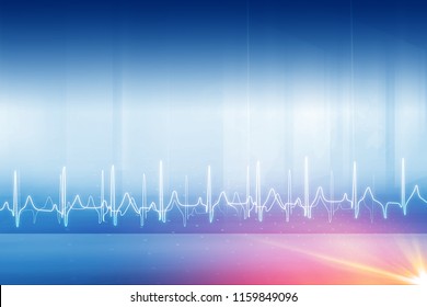 Medical Abstract Heartbeat Background With Lens Flare, Suitable For Health Care And Medical Topic