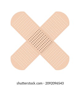 Medical Adhesive Band Aid Patch in Beige Color on a white background. 3d Rendering 