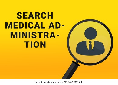 Medical Administration Career. Build A Career Concept. Medical Administration Working. Medical Administration Career Text On Yellow Background. Loupe Symbolizes Job Search. Wallpapers On Theme Jobs.