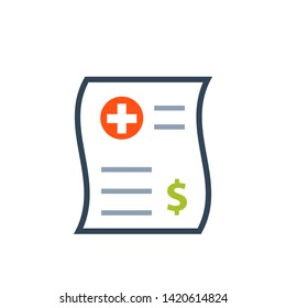 Medical Bill Color Icon. Clipart Image Isolated On White Background