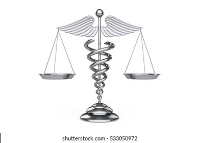 Medical Caduceus Symbol as Scales on a white background. 3d Rendering