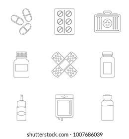 Medical Care Icon Set Outline Style Stock Illustration 1007686039 ...