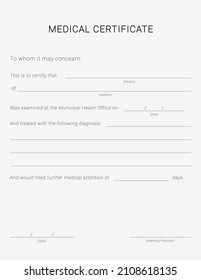 Medical Certificate Form. Sick Leave Pad Template.