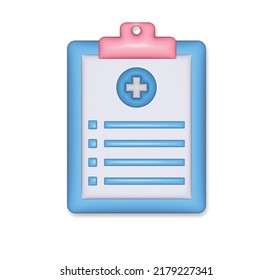 Medical Clipboard Icon 3d Render. Checklist Clipboard Icon.