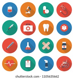 Set Medical Icons Flat Design Long Stock Vector (Royalty Free ...