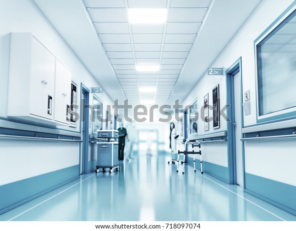 医療のコンセプト 病院の廊下と部屋 3dイラスト のイラスト素材