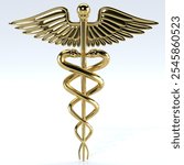 Medical emblem with two serpents wrapped around a winged staff