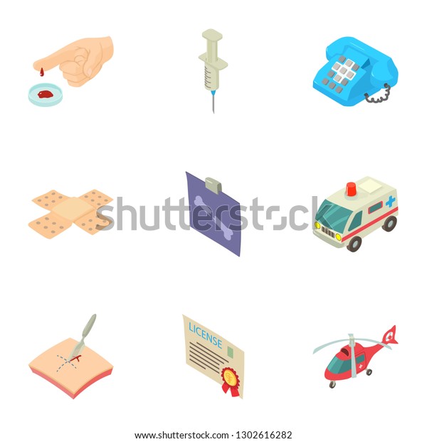 Medical evacuation\
icons set. Isometric set of 9 medical evacuation icons for web\
isolated on white\
background