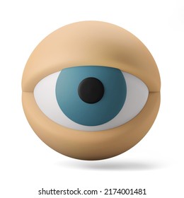 Medical Eye Ball With Blue Cornea And Skin Eyelid Anatomy Vision And Search Symbol 3d Illustration 3d Icon Isolated