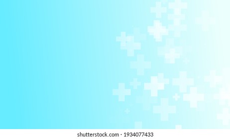 Medical Green Blue Cross Pattern Background. Abstract Healthcare Technology And Science Concept.