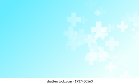 Medical Green Blue Cross Pattern Background. Abstract Healthcare Technology And Science Concept.