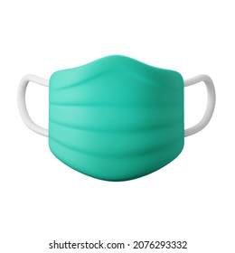 medical green protective surgical face mask and for preventing corona virus infection 3d illustration rendering 3d icon concept isolated