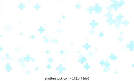 Medical Health Blue Cross Pattern White Background. Abstract Healthcare Technology And Science Concept.