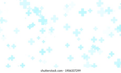 Medical Health Blue Cross Pattern White Background. Abstract Healthcare Technology And Science Concept.