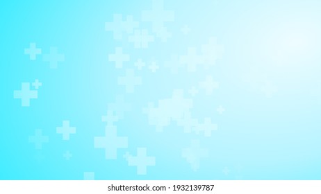 Medical Health Blue Cross Pattern Background. Abstract Healthcare Technology And Science Concept.