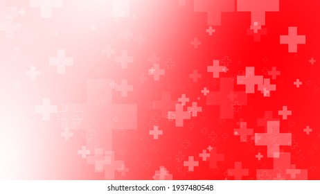 Medical Health Red White Cross Pattern Background. Abstract Healthcare With Emergency Concept.