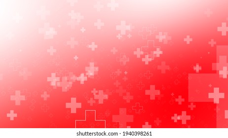 Medical Health Red White Cross Pattern Background. Abstract Healthcare With Emergency Concept.