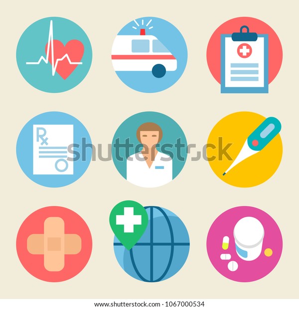 Medical icon set.\
Health care, medicine service hospital doctor illustration. Flat\
graphic design