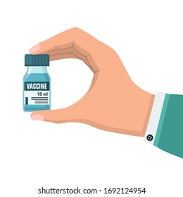 Medical icon virus vaccine in hand. Image science virus vaccine. Illustration medical vaccine icon in flat style - Powered by Shutterstock