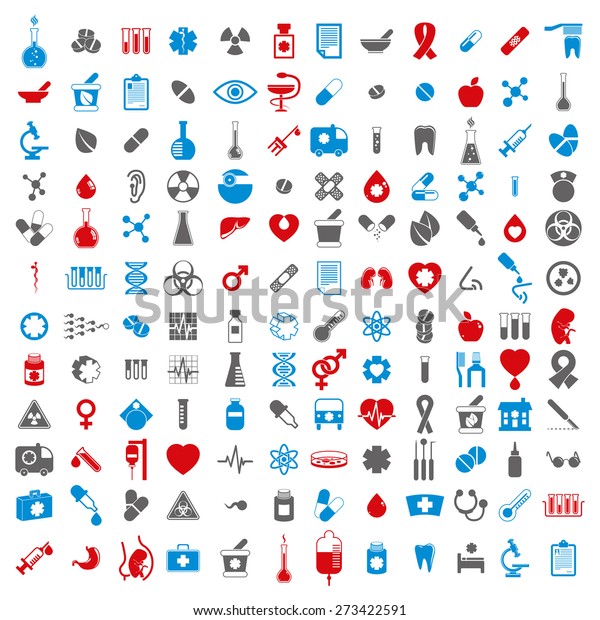 Medical
icons set, set of 144 medical and medicine
signs.