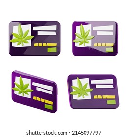 Medical Marijuana Shop Pass Card High Quality 3D Render Icon Illustration.