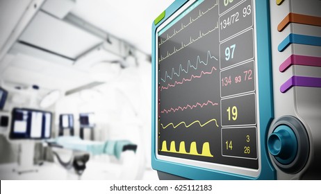 Medical Monitor Showing Vital Health Information. 3D Illustration.