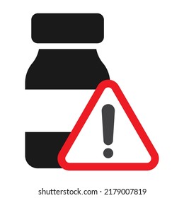 Medical Overdose Pill Or Capsule Icon, Dangerous Drug Bottle Illustration.