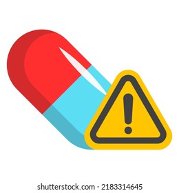 Medical Overdose Pill Or Capsule Icon, Dangerous Drug Illustration .