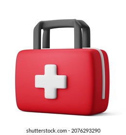 medical paramedic survival first aid kit bag and handle 3d illustration rendering 3d icon concept object isolated