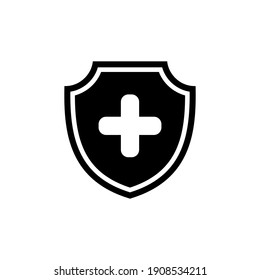 medical protection icon, shield pictogram isolated, sign on white background