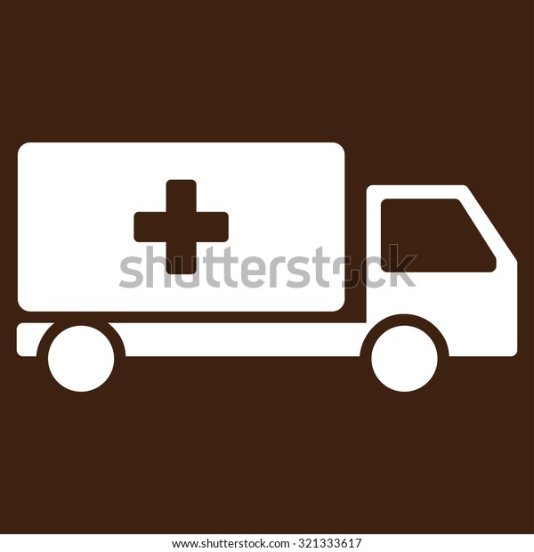 Medical Shipment raster icon.\
Style is flat symbol, white color, rounded angles, brown\
background.