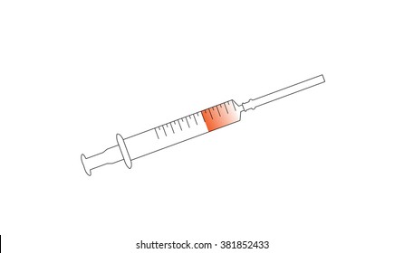 Medical Syringe With B12. Injection.Inject. Vegan Vitamin B12. 