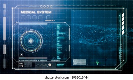 medical system user interface, template of head up display for your element and complete project, illustration HUD UI template