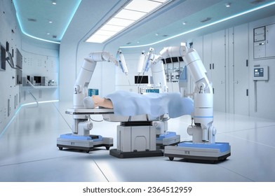 Medical technology with 3d rendering robotic assisted surgery with mock up model in operating room