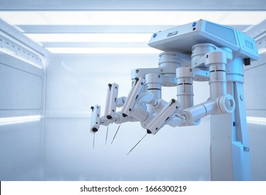 Medical Technology Concept With 3d Rendering Surgery Robot In Surgery Room