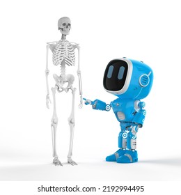 Medical Technology Concept With 3d Rendering Small Artificial Intelligence Assistant Robot For Orthopedic Surgery