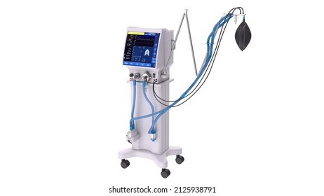Medical ventilator intensive care unit. Artificial lung ventilation,ventilator.Isolated on white background.3d rendering.