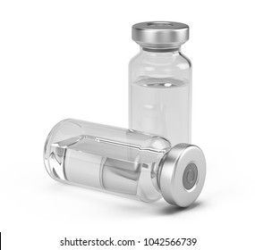 Medical vials for injection isolated on white. 3d rendering