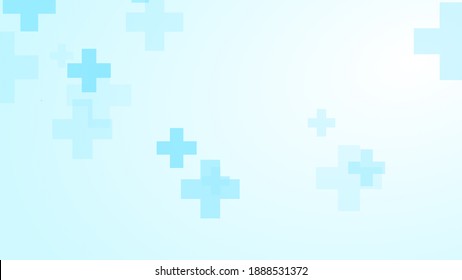 Medical White Blue Cross Pattern Background. Abstract Healthcare Technology And Science Concept.