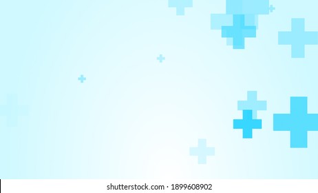 Medical White Blue Cross Pattern Background. Abstract Healthcare Technology And Science Concept.