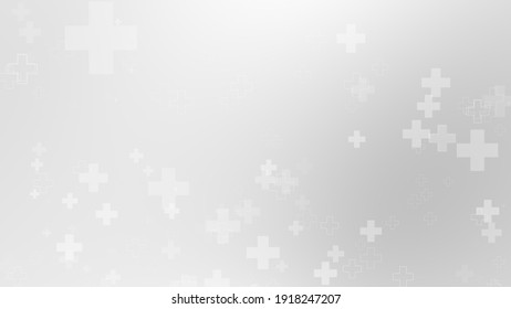 Medical White Gray Cross Pattern Background. Abstract Healthcare Technology And Science Concept.