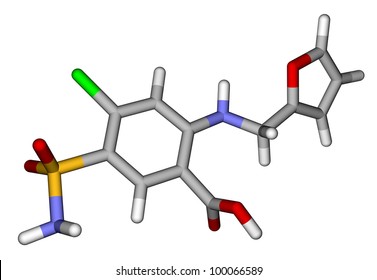 Medication Furosemide Sticks Molecular Model