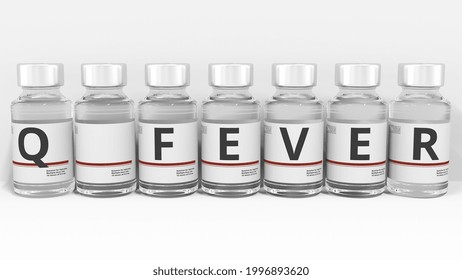 Medicine Bottles Compose Q Fever Text. Conceptual  Animation 3D Rendering