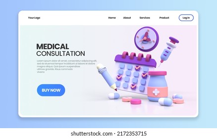 Medicine And Drug For Drugstore Category Concept Illustration Landing Page Template For Background 3D Render