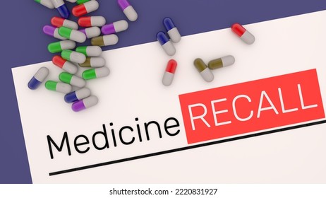 Medicine Recall Alert Banner. 3d Illustration