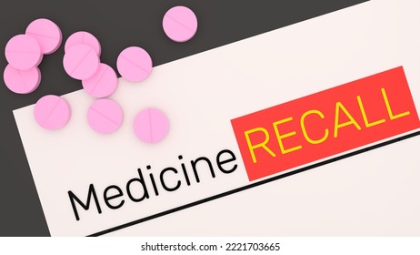 Medicine Recall Alert Banner. 3d Illustration