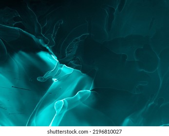 Medicine Texture. Micro Human Bone Render. Abstract Pattern With Smoke Effect. Original Artwork. Blue Aquarelle Splash. Turquoise Biochemistry Space. Black Medicine Texture.