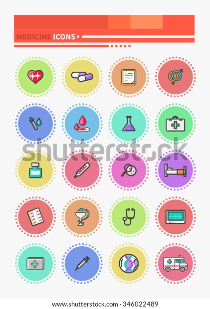 Medicine thin, lines, outline icons. Items for\
medical care, medicines tools, results of the survey badges.\
Medicine, medical icons, medicine bottle, medicine symbol, doctor\
icon. Raster\
version